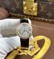 Cartier Ballon Blanc Replica Watches Women Gray Dial Bezel Stone AF Factory 30mm