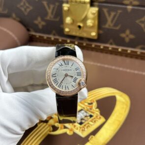 Cartier Ballon Blanc Replica Watches Women Gray Dial Bezel Stone AF Factory 30mm