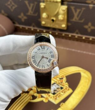 Cartier Ballon Blanc Replica Watches Women Gray Dial Bezel Stone AF Factory 30mm