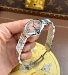Cartier Ballon Bleu Fake Watches Pink Dial Quartz Movement AF Factory 33mm