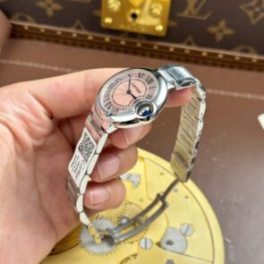 Cartier Ballon Bleu Fake Watches Pink Dial Quartz Movement AF Factory 33mm