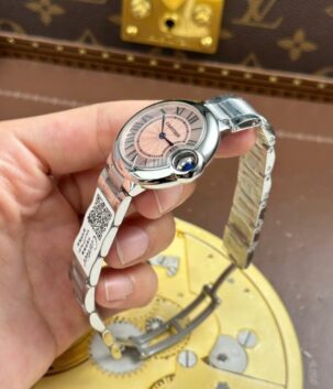 Cartier Ballon Bleu Fake Watches Pink Dial Quartz Movement AF Factory 33mm