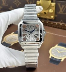 Cartier Santos Replica Watches Skeleton Dial Metal Wire 39.8mm