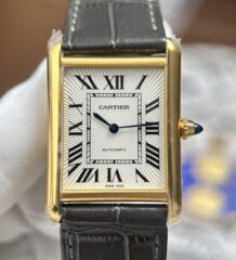 Cartier Tank Louis Copies Watches White Dial Leather Strap Gray 27.8×38.1mm