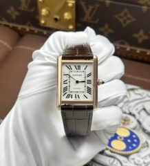 Cartier Tank Louis Fake Watches White Dial Case Rose Gold 27.8×38.1mm