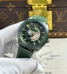 Omega Aqua Terra Worldtimer Imitation Fake Watches Green Dial Rubber Strap VS Factory 43mm