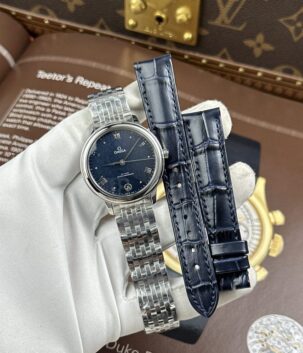 Omega De Ville Prestige Copies Watches Women Blue Dial Automatic Movement 34mm