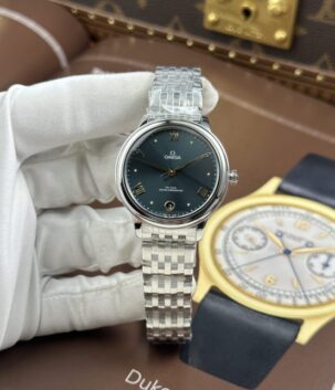 Omega De Ville Prestige Imitation Watches Cyan Blue Dial Automatic Movement 34mm