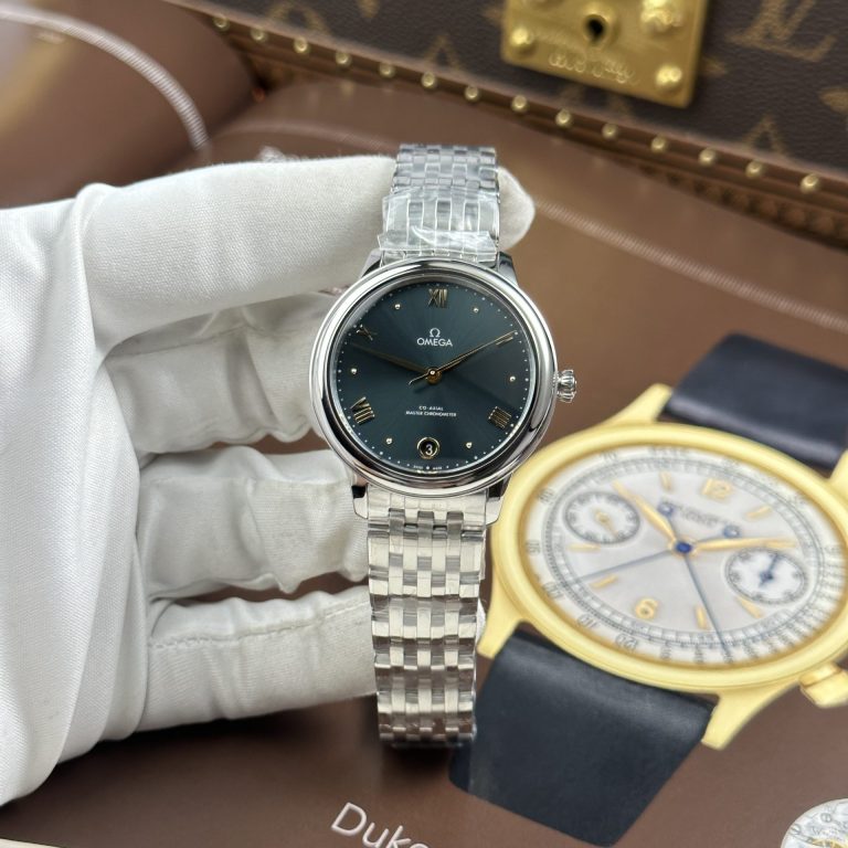 Omega De Ville Prestige Imitation Watches Cyan Blue Dial Automatic Movement 34mm