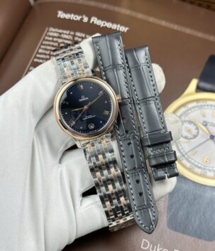 Omega De Ville Prestige Imitation Watches Women Blue Dial Swiss Automatic Movement 34mm