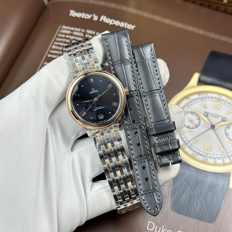 Omega De Ville Prestige Imitation Watches Women Blue Dial Swiss Automatic Movement 34mm
