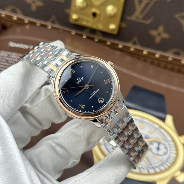Omega De Ville Prestige Imitation Watches Women Blue Dial Swiss Automatic Movement 34mm