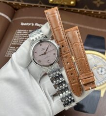 Omega De Ville Prestige Luxury Imitation Watches Sandblasted Pink Dial Automatic Movement 34mm