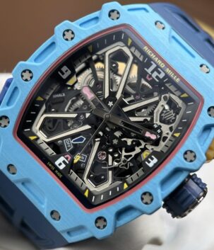 Richard Mille Fake Watches RM35-03 Rafael Nadal Case Pastel Blue Quartz TPT 43.2x50mm