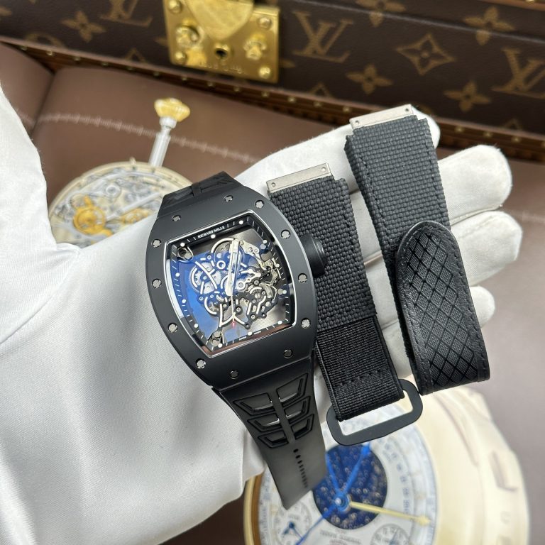 Richard Mille RM055 Black Imitation Watches Case Ceramic Rubber Strap ZF 49.9×42.7mm