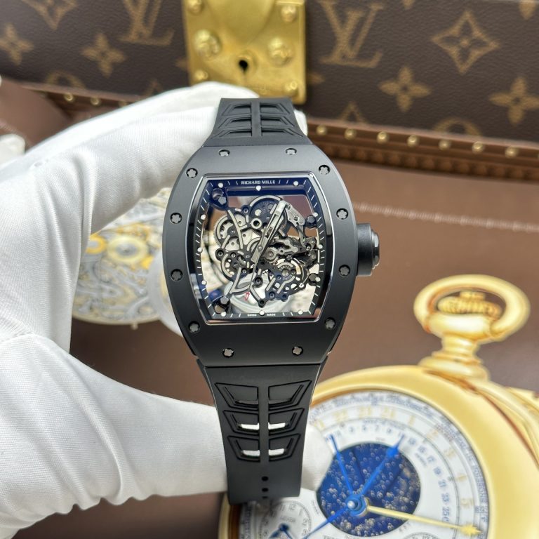 Richard Mille RM055 Black Imitation Watches Case Ceramic Rubber Strap ZF 49.9×42.7mm