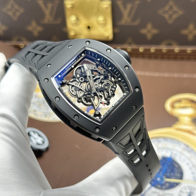 Richard Mille RM055 Black Imitation Watches Case Ceramic Rubber Strap ZF 49.9×42.7mm