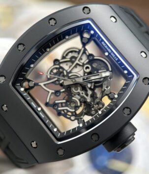 Richard Mille RM055 Black Imitation Watches Case Ceramic Rubber Strap ZF 49.9×42.7mm
