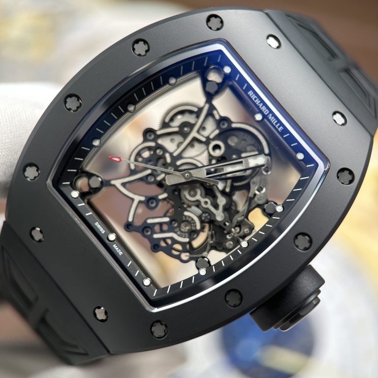 Richard Mille RM055 Black Imitation Watches Case Ceramic Rubber Strap ZF 49.9×42.7mm