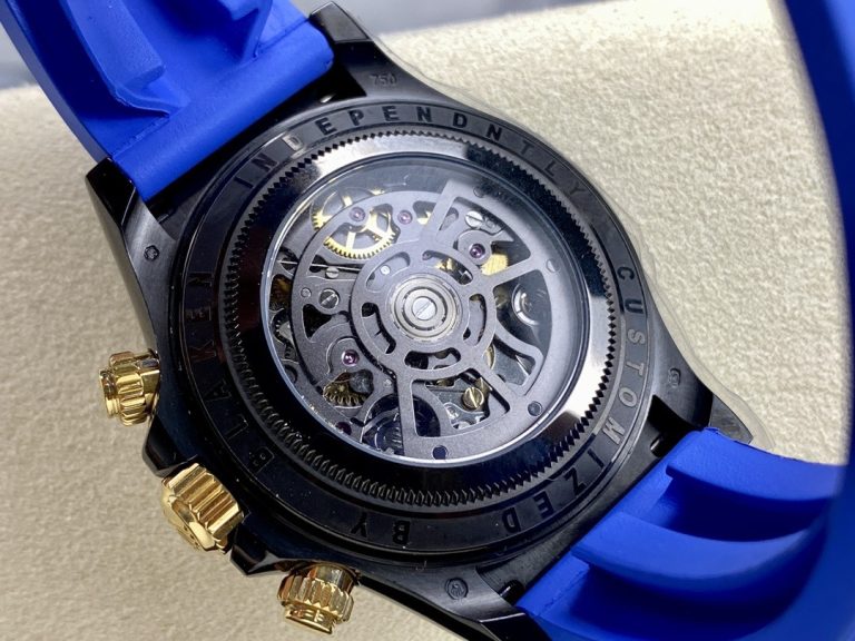 Rolex Daytona By Blaken Fake Watches Skeleton Dial Rubber Strap Blue 40mm