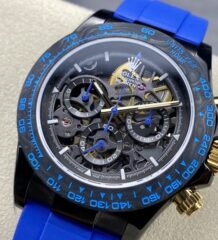Rolex Daytona By Blaken Fake Watches Skeleton Dial Rubber Strap Blue 40mm