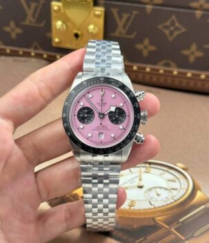Tudor Black Bay Chronograph Copies Watches Pink Dial Metal Wire ZF Factory 41mm