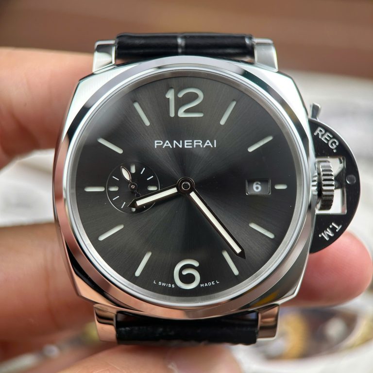 Panerai Luminor Due PAM1250 Knock Off Watches Gray Dial Leather Strap VS Factory 42mm