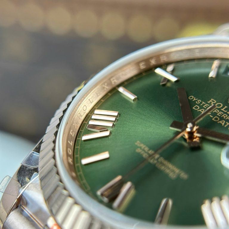 Rolex Luxury Fake Watches Day-Date Green Dial Rose Gold Weight 186 Grams QF Factory 40mm - Image 6