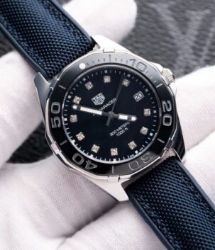 Tag Heuer Aquaracer Replica Watch Mother Of Pearl Dial Leather Strap 35mm