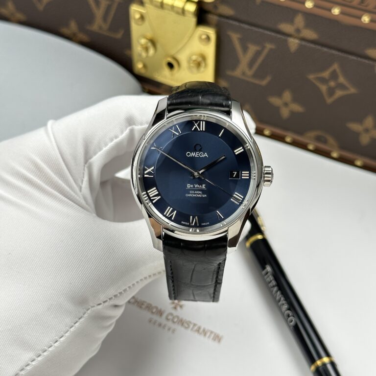Omega Imitation Watches De Ville Co-Axial Chronometer 8500 Blue Dial Leather Strap 41mm