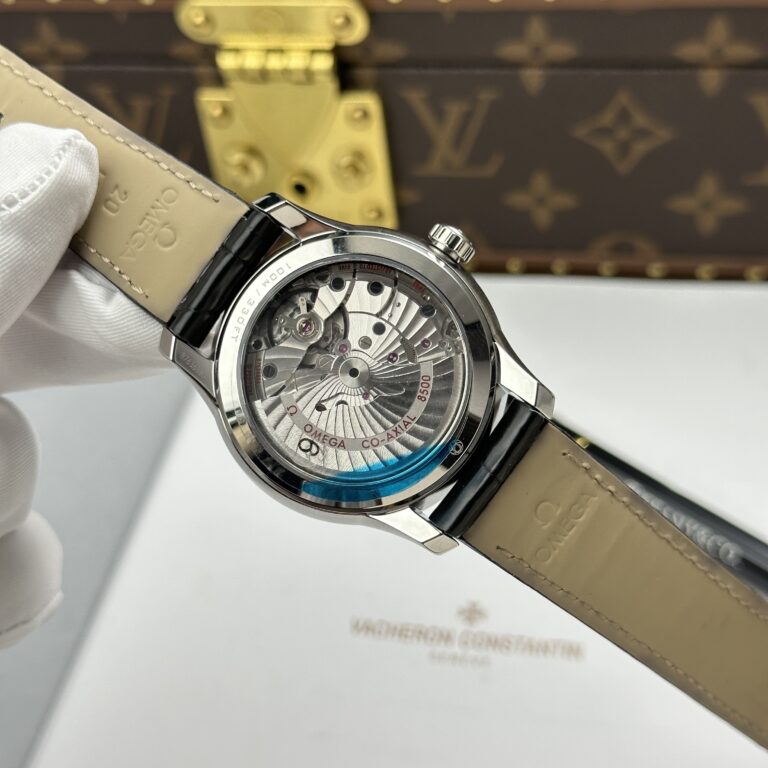 Omega Imitation Watches De Ville Co-Axial Chronometer 8500 Blue Dial Leather Strap 41mm - Image 7