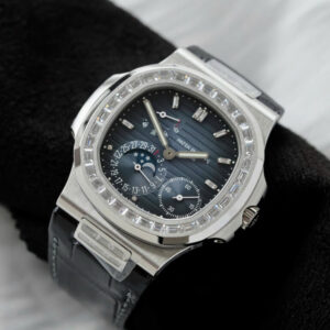 Patek Philippe Copies Watch Nautilus 5724 Blue Dial Leather Strap PPF Factory 40mm