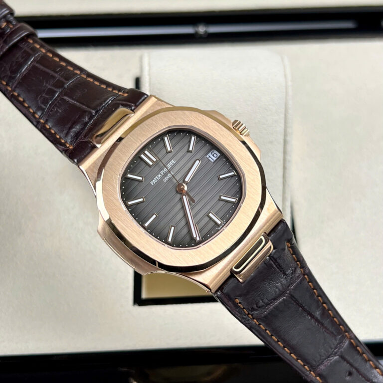 Patek Philippe Nautilus 5711 Replica Watch Gray Dial Leather Strap 3K Factory 40mm - Image 3