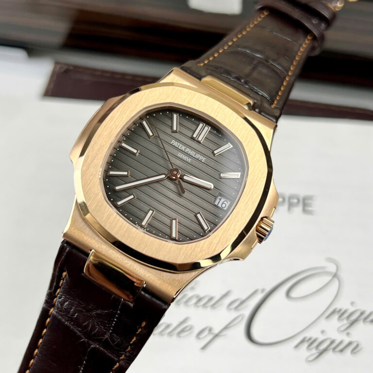 Patek Philippe Nautilus 5711 Replica Watch Gray Dial Leather Strap 3K Factory 40mm - Image 4